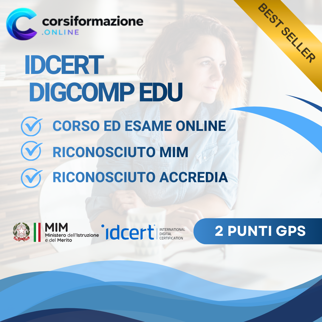 IDCERT DigCompEdu – 2 Punti GPS 2026 | Certificazione Accreditata Accredia per Docenti